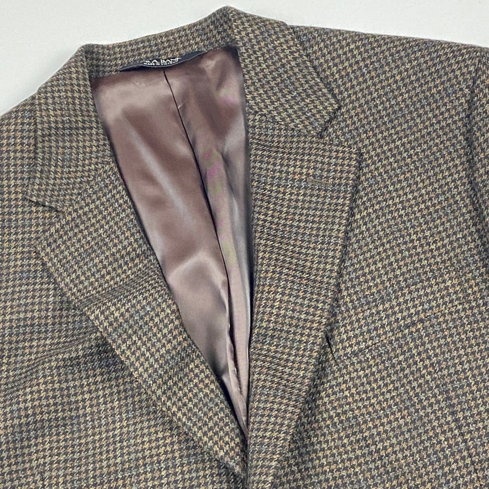 Jos. A. Bank Houndstooth Two Button Blazer Size 43R Brown Wool Sport Coat Jacket